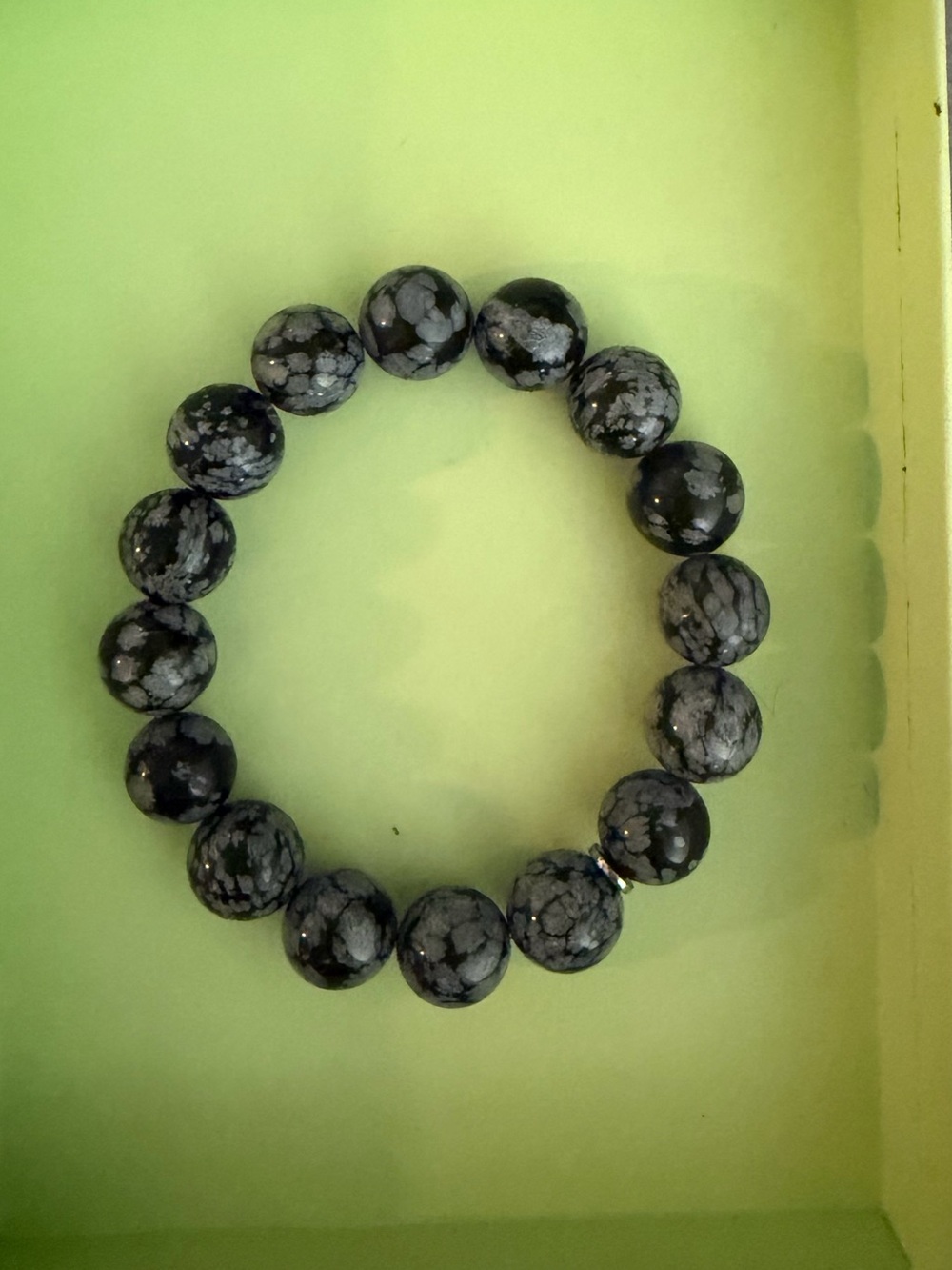 Ross-Simons Snowflake Obsidian Bead Bracelet - Black and Gray